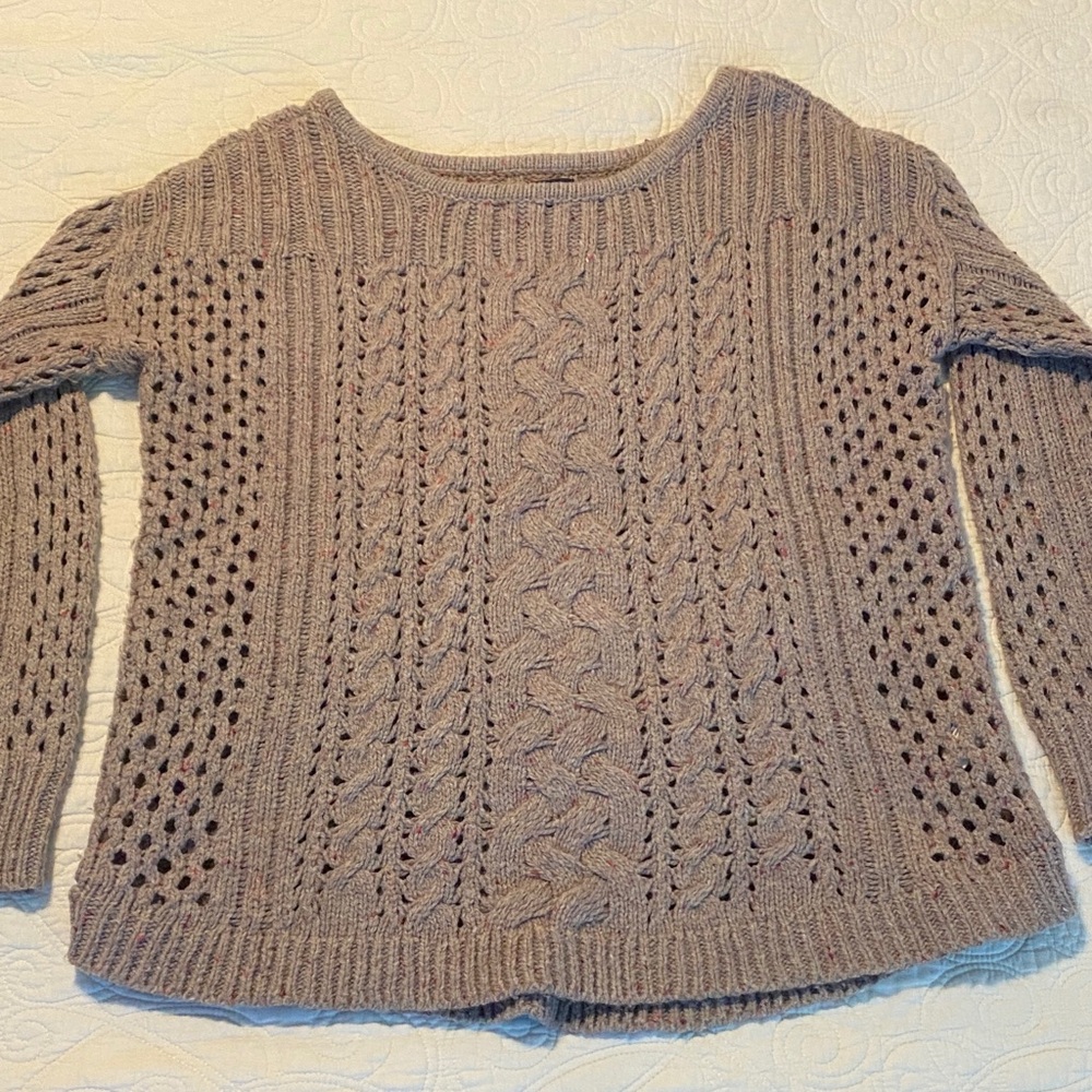 Oversized American Eagle Outfitters Women's Beige Cable Knit Sweater